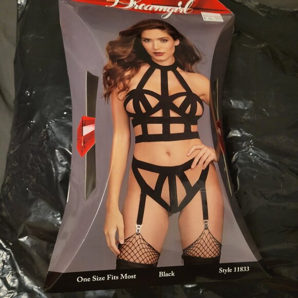 Dreamgirl black lingerie black bra panty set - Picture 2 of 6